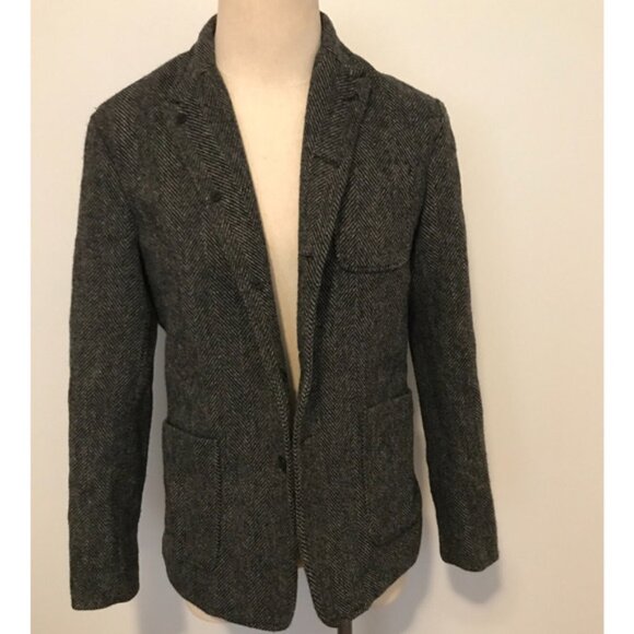 Rag & Bone Harris Tweed Men's St. Regis Gray Overcoat with Pockets - Size 42 - Picture 1 of 15